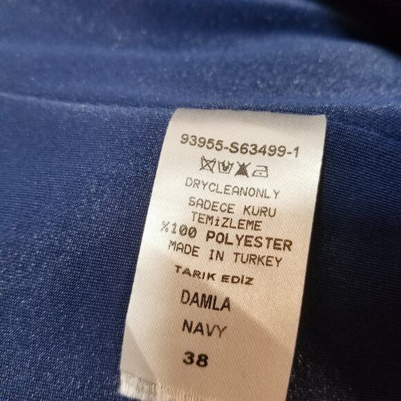 Tarik Ediz  Strapless Tiered Peplum Blue Shiny Mini Dress - Picture 5 of 12